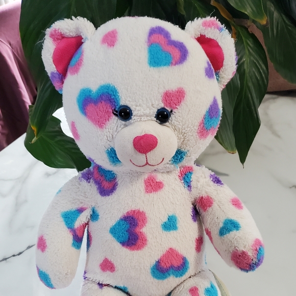 Build a Bear Workshop White Bear with Hearts - Picture 3 of 16